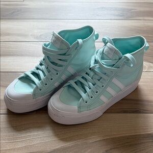 Adidas Women's Light Green High-Top Sneakers